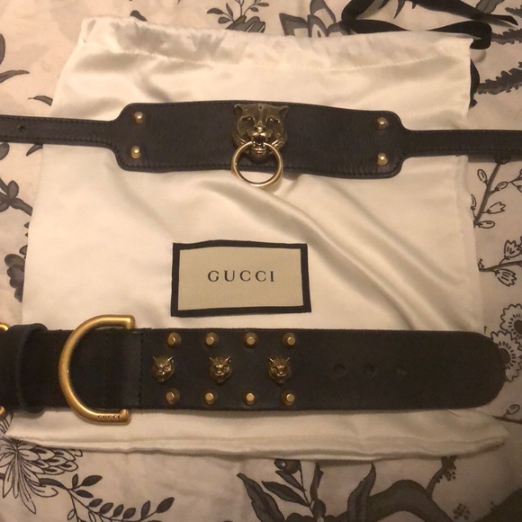 Authentic Gucci Leather Choker and Cuff Set